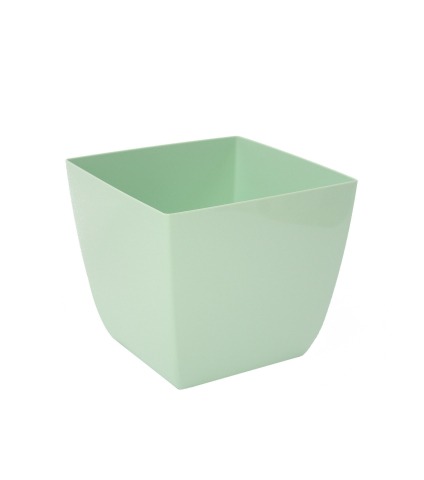 Pot plastique carré vert pastel curvo