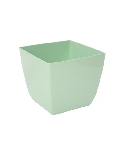 Pot plastique carré vert pastel curvo