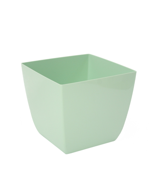Pot plastique carré vert pastel curvo