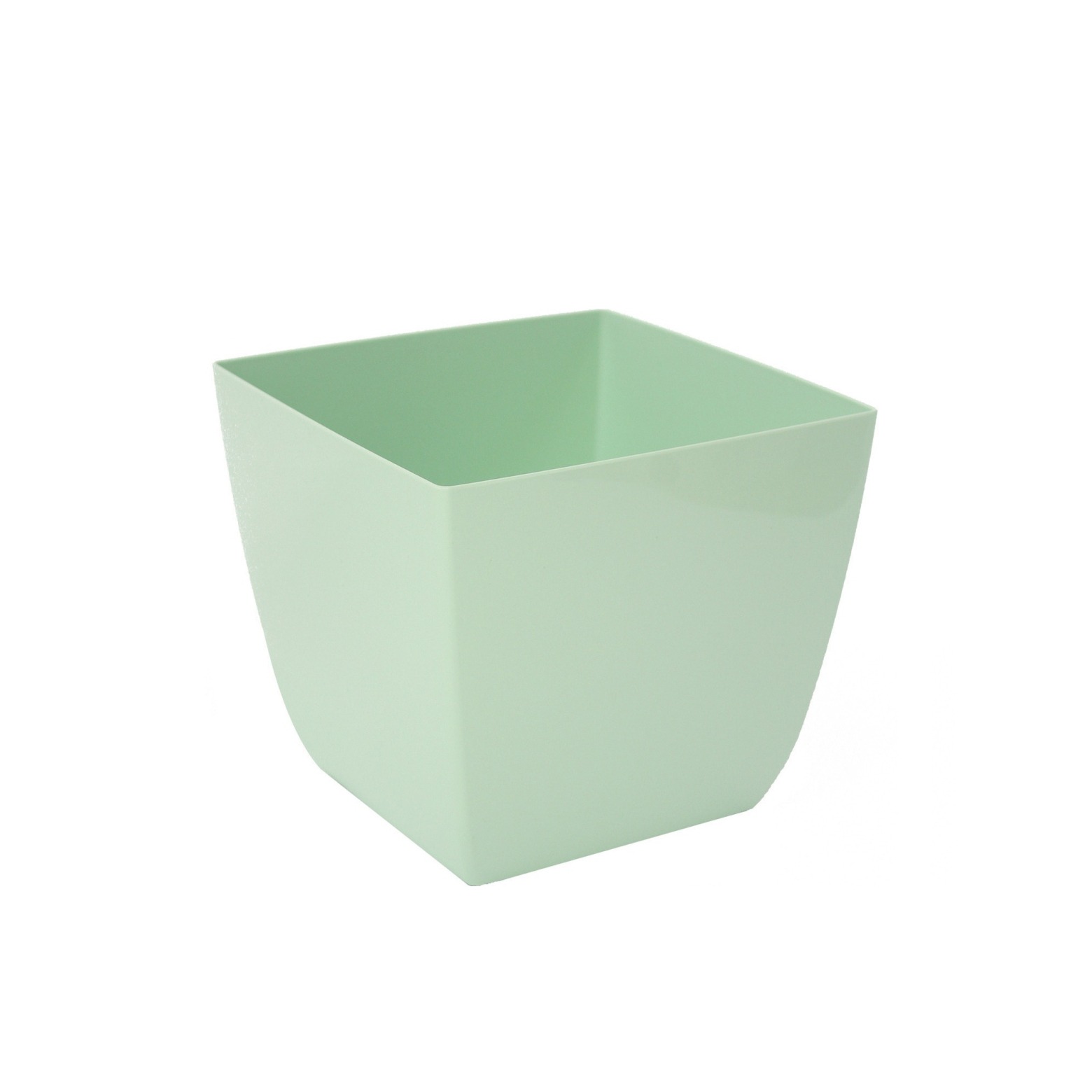 Pot plastique carré vert pastel curvo
