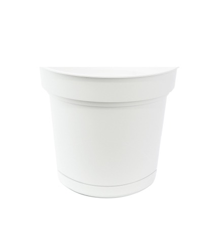Pot rond blanc plastique avec soucoupe