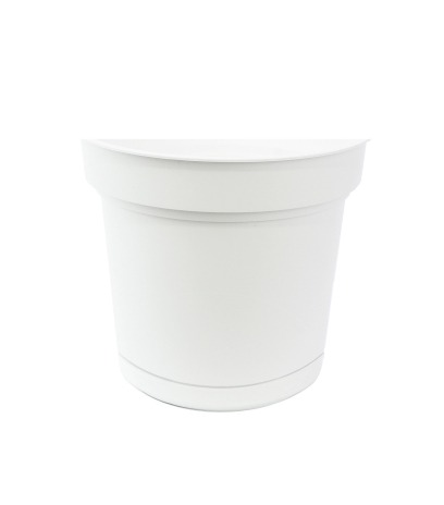 Pot rond blanc plastique avec soucoupe
