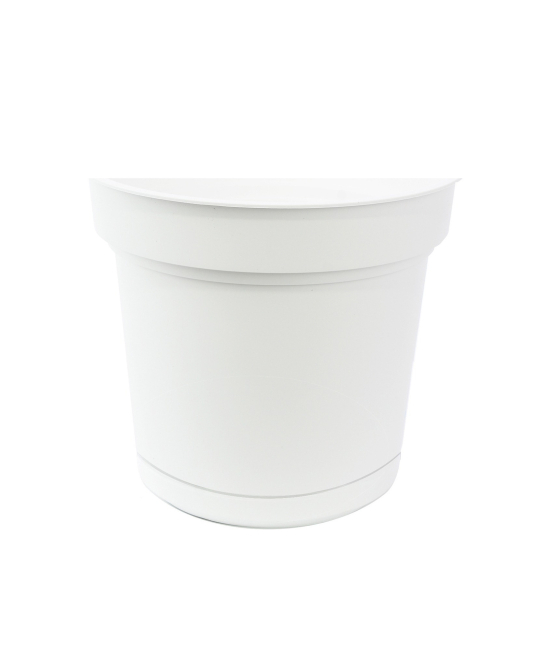 Pot rond blanc plastique avec soucoupe