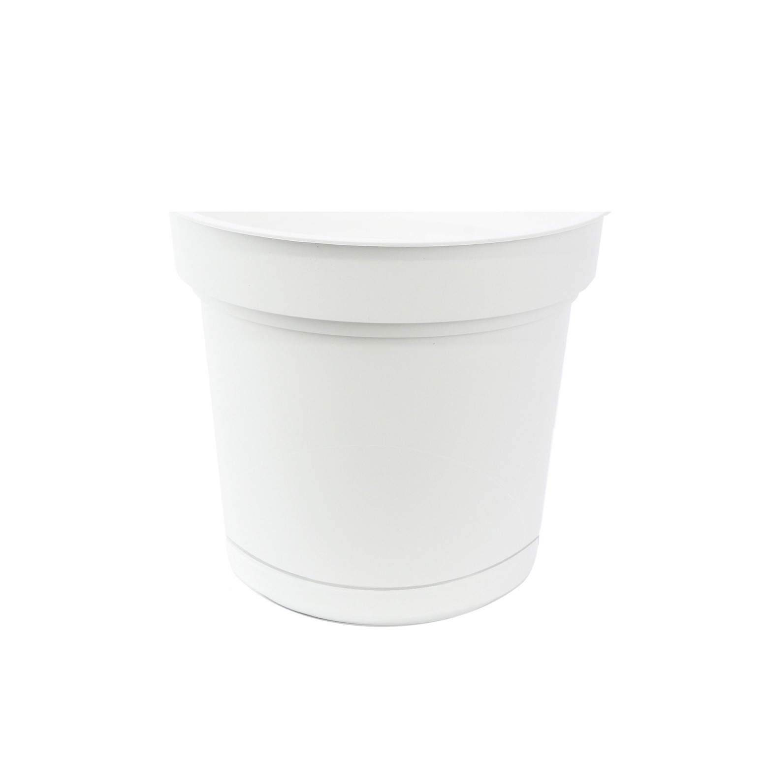 Pot rond blanc plastique avec soucoupe