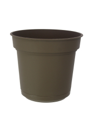 Pot rond plastique marron avec soucoupe