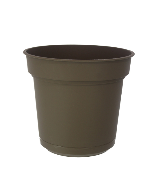 Pot rond plastique marron avec soucoupe