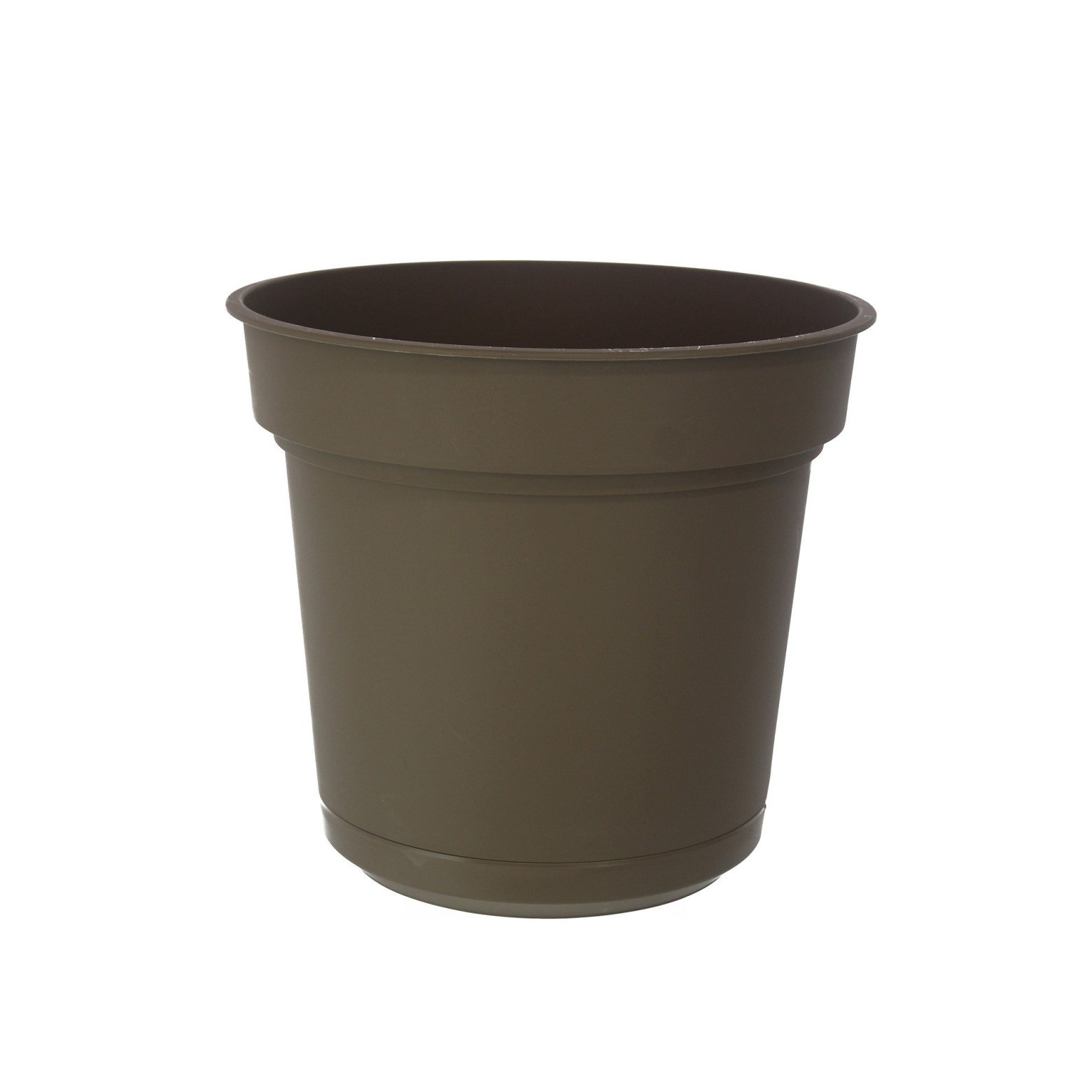 Pot rond plastique marron avec soucoupe