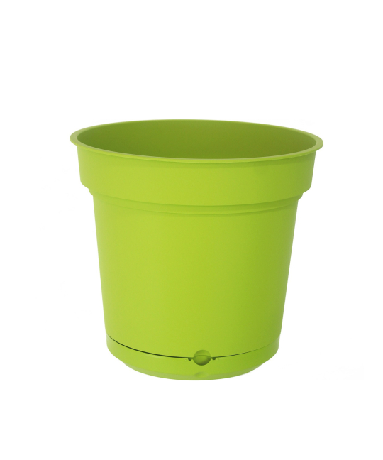 Pot rond vert plastique avec soucoupe
