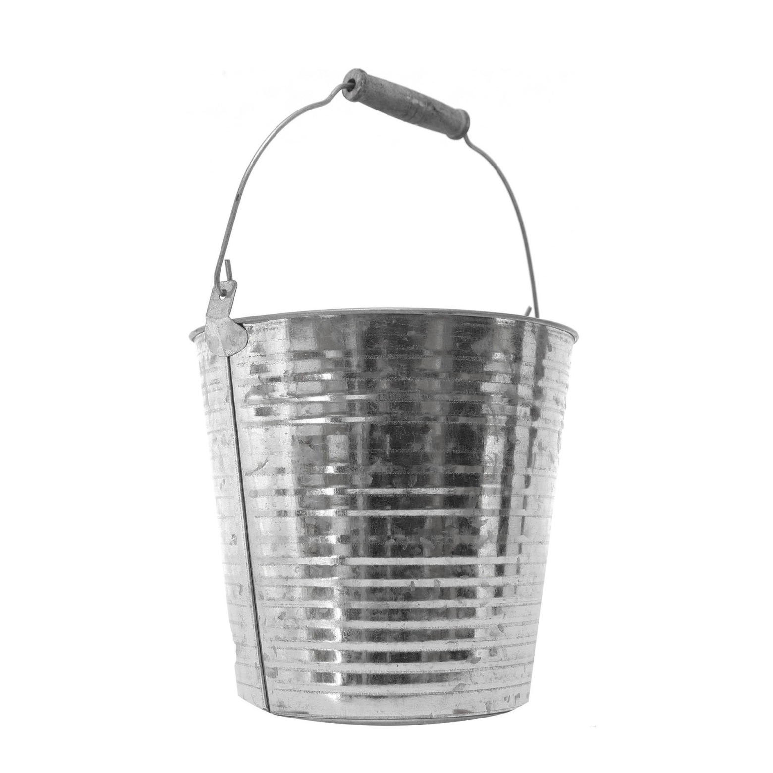 Seau en métal poignée bois