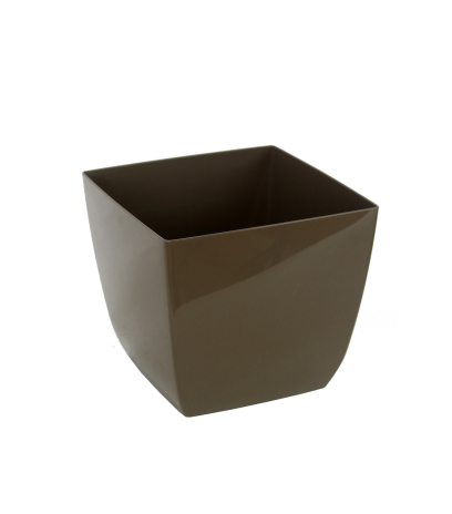 Pot plastique carré marron curvo