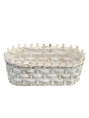 Jardinière blanche en bois tressé