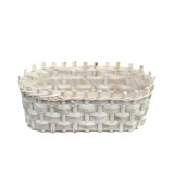 Jardinière blanche en bois tressé