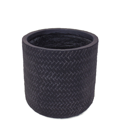 Pot rond anthracite structuré