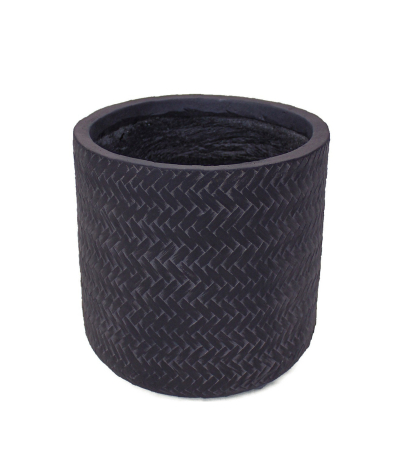Pot rond anthracite structuré