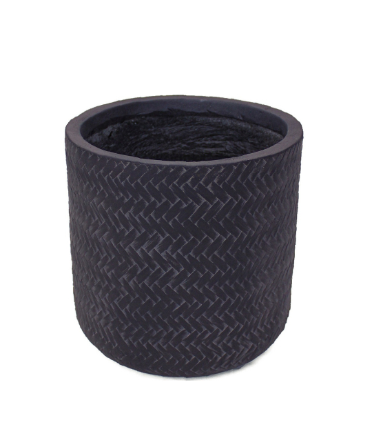 Pot rond anthracite structuré