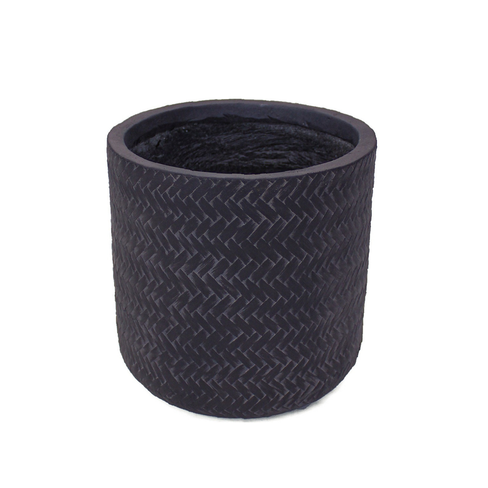 Pot rond anthracite structuré