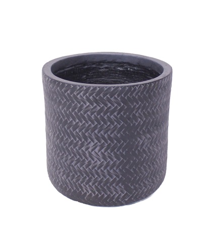 Pot rond tressé gris