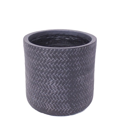Pot rond tressé gris