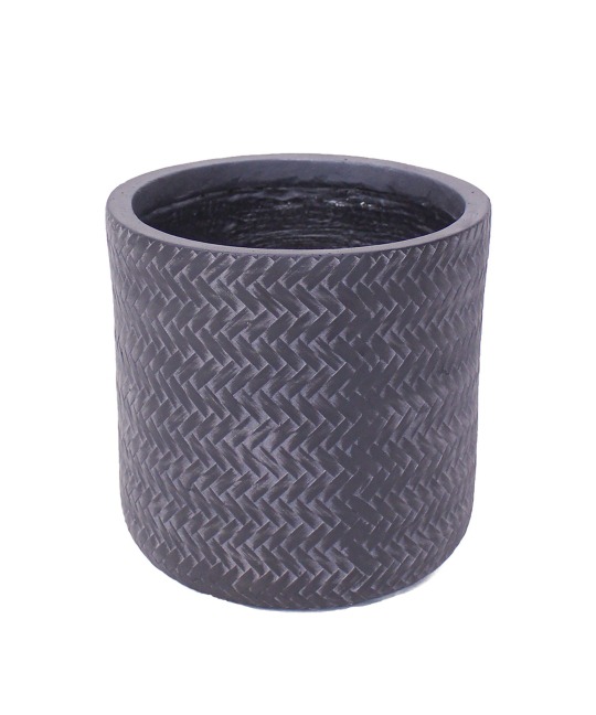 Pot rond tressé gris