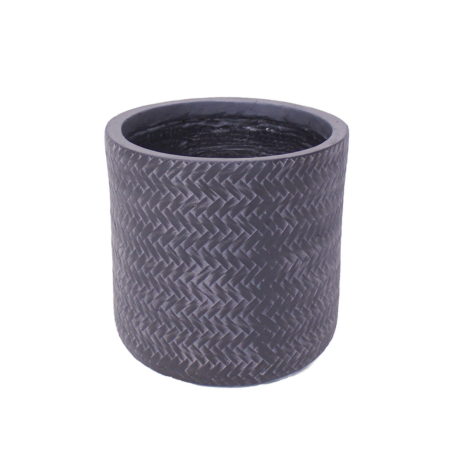Pot rond tressé gris