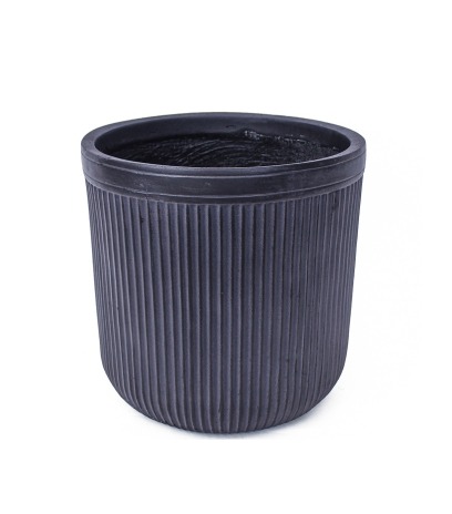 Pot de fleur anthracite côtelé