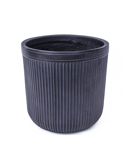 Pot de fleur anthracite côtelé
