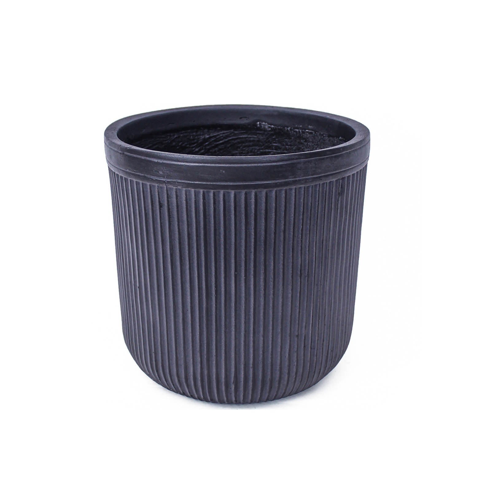 Pot de fleur anthracite côtelé