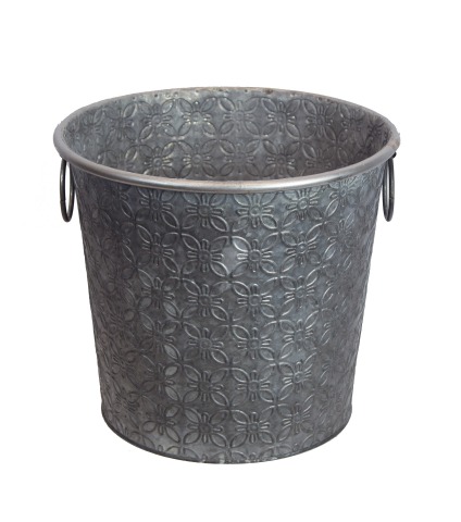Grand pot zinc motif floral