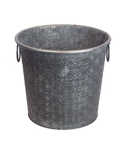 Grand pot zinc motif floral