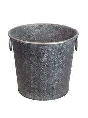 Grand pot zinc motif floral