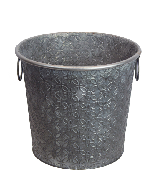 Grand pot zinc motif floral