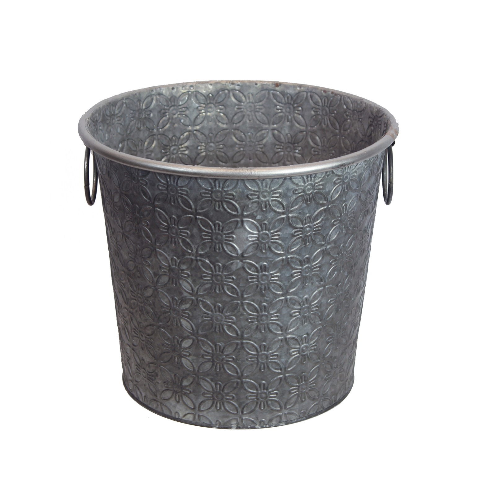 Grand pot zinc motif floral