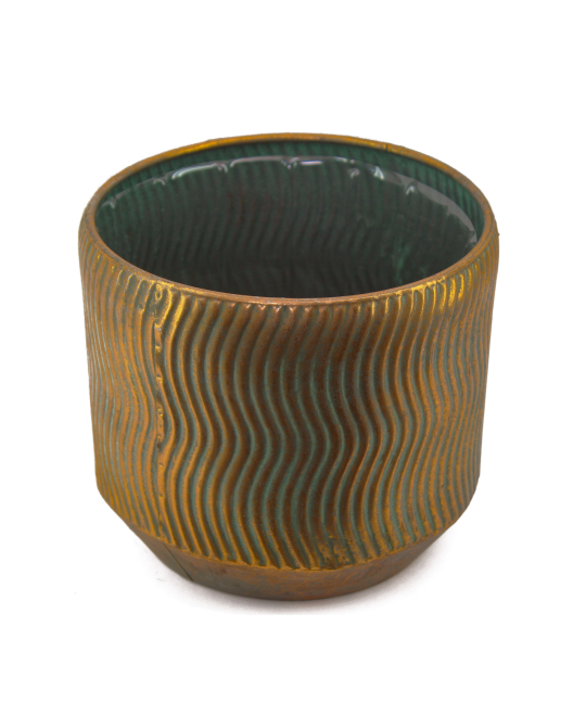 Cache-pot en métal doré