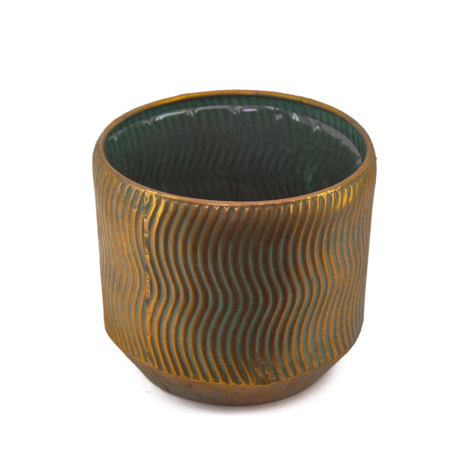 Cache-pot en métal doré