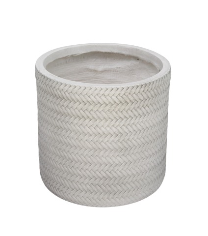 Pot rond tressé blanc