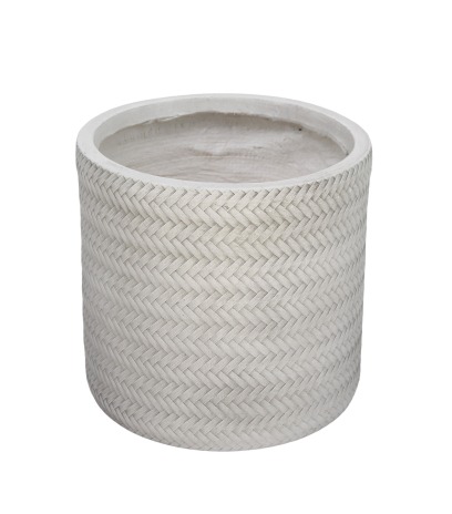 Pot rond tressé blanc