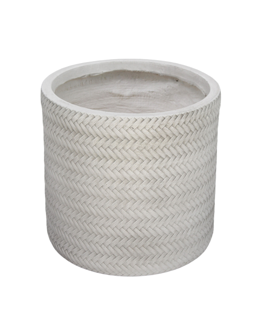 Pot rond tressé blanc