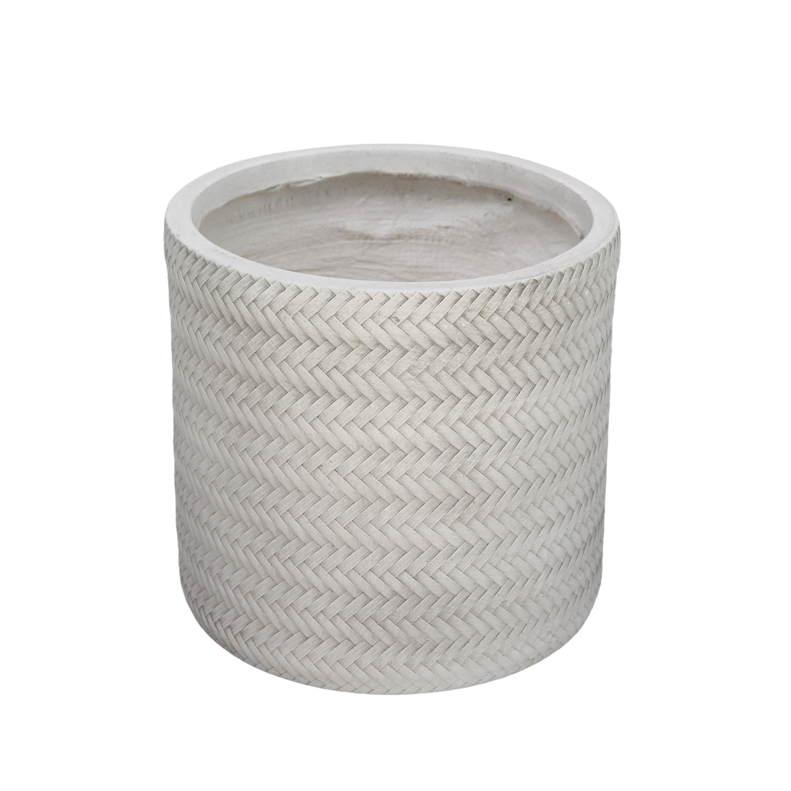Pot rond tressé blanc
