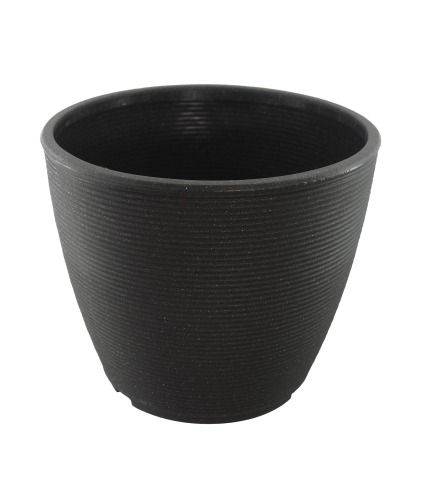 Grand pot rond strié anthracite