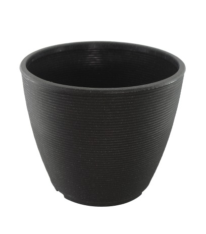 Grand pot rond strié anthracite