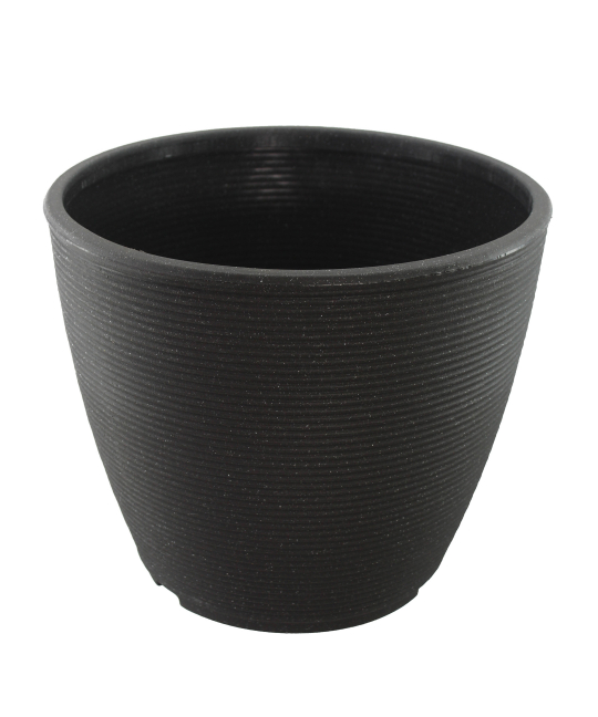 Grand pot rond strié anthracite