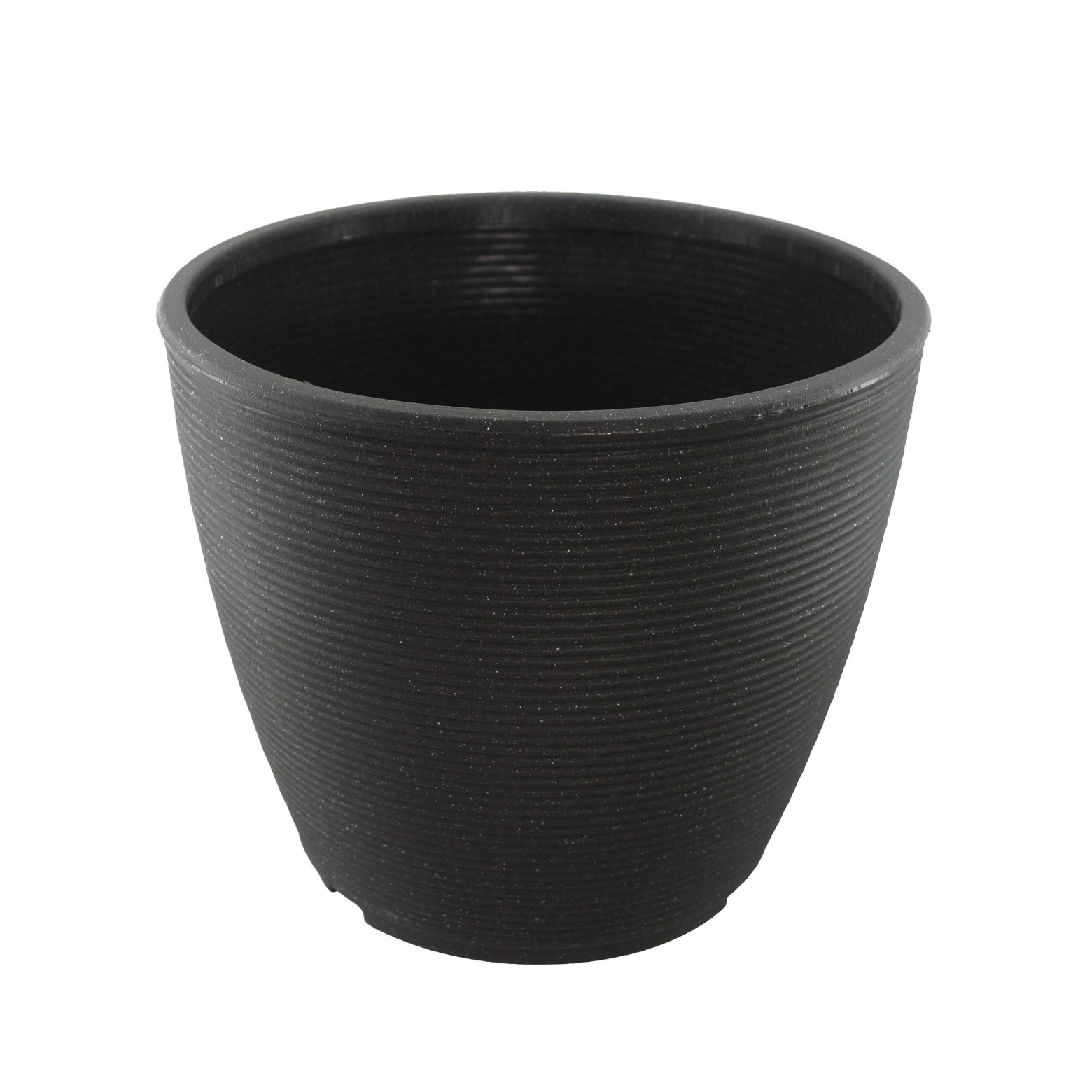 Grand pot rond strié anthracite