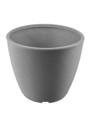 Grand pot rond strié gris