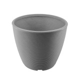 Grand pot rond strié gris