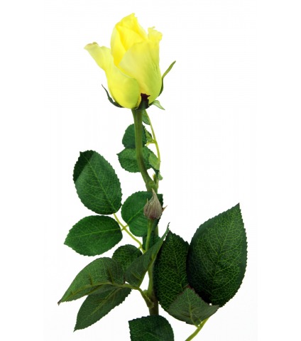 Rose artificielle jaune bouton
