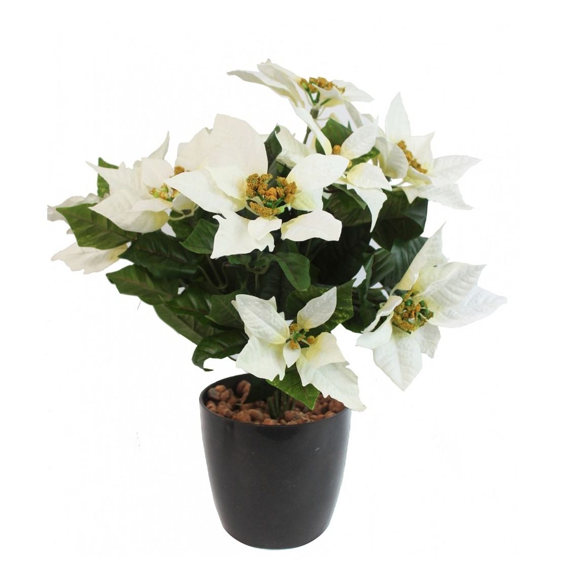 Poinsettia artificiel blanc 40 cm - Poinsettias artificiels - Artiplantes