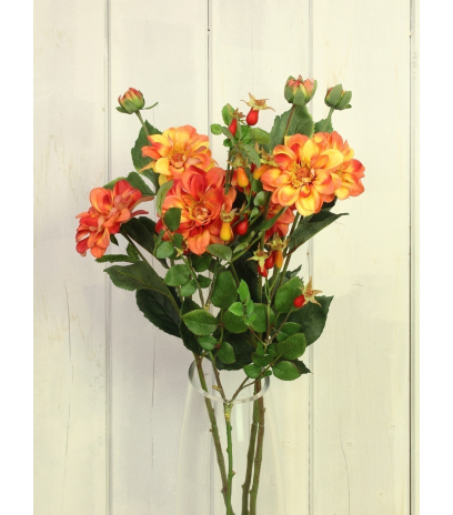 Dahlia artificiel corail