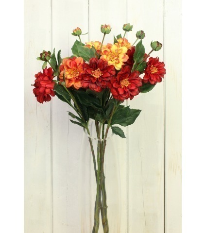 Duo de dahlias artificiels rouges