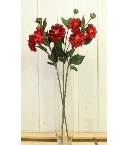 Duo de dahlias artificiels rouges