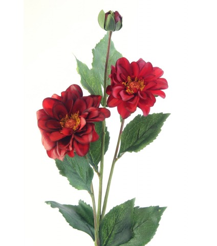 Duo de dahlias artificiels rouges